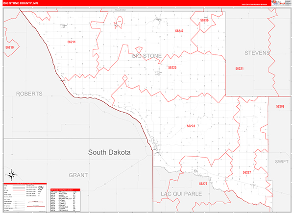 Big Stone County, MN Zip Code Map